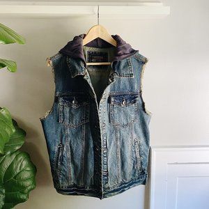 Hooded Cutoff Denim Vest
